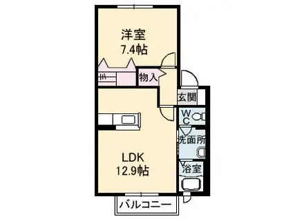 シャーメゾン昭和II(1LDK/1階)の間取り写真