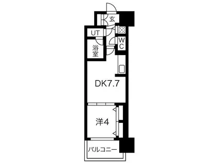 グランカーサ難波元町(1DK/14階)の間取り写真