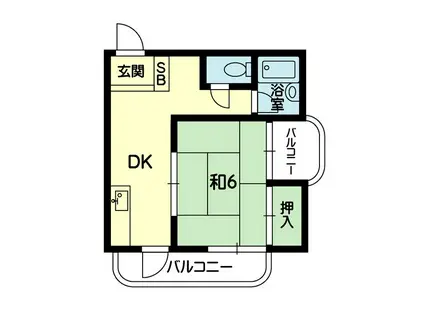 新外ハイツ(1DK/2階)の間取り写真