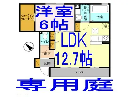 クオーレ雨ヶ谷(1LDK/1階)の間取り写真