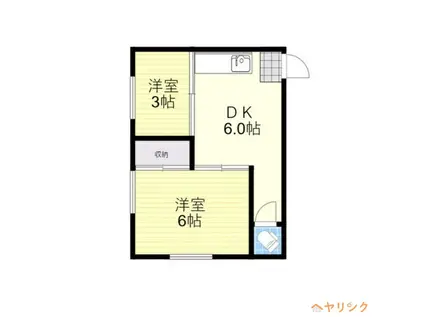 藤塚荘(2DK/2階)の間取り写真