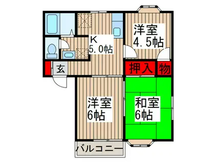 グリーンピア上野B(3K/2階)の間取り写真