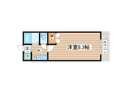 ハイマート小松島(1K/2階)の間取り写真