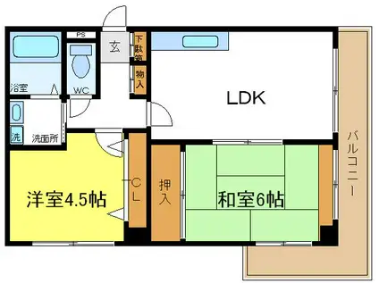 コンチネンタル西脇(2LDK/3階)の間取り写真