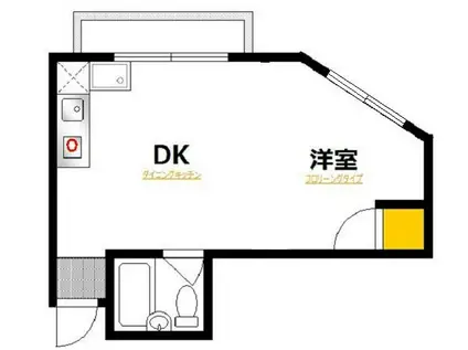 北井ビル(1DK/3階)の間取り写真