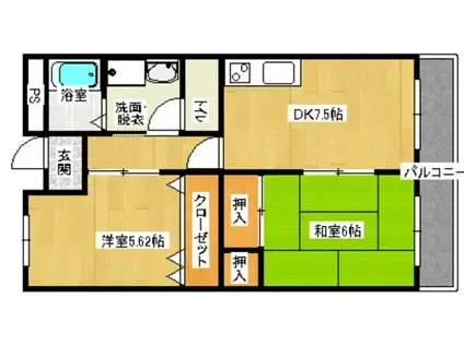 サン・オーレ葦陽(3DK/3階)の間取り写真