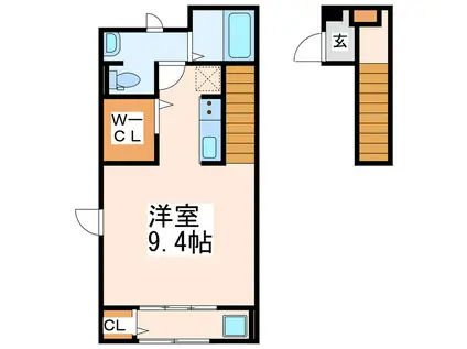 プライム・スクエア光の森(1K/2階)の間取り写真