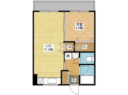 ペティオン富士見(1LDK/5階)の間取り写真