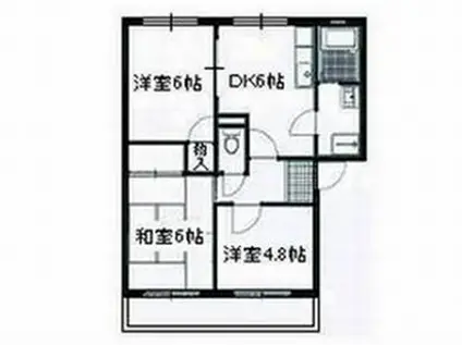 サンハイムみどりB(3DK/2階)の間取り写真