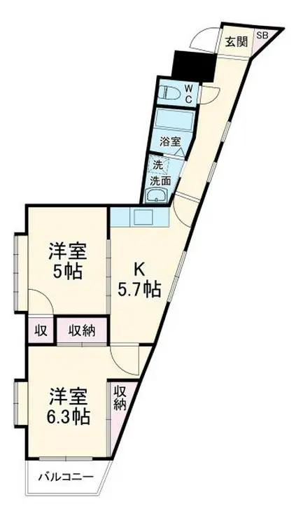 パレス蟹ヶ谷 2階階 間取り