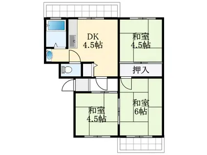 狭山遊園ハイツ5号棟(3DK/1階)の間取り写真