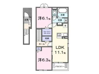 リ・ソレイユ(2LDK/2階)の間取り写真