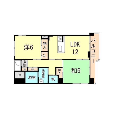 CASAベラヴィスタ福田(2LDK/5階)の間取り写真