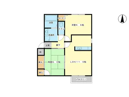 パセオ広畑I(2LDK/2階)の間取り写真