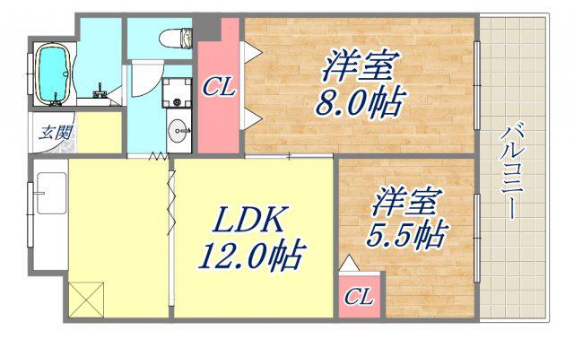 マンションやの(2LDK/2階)の間取り写真