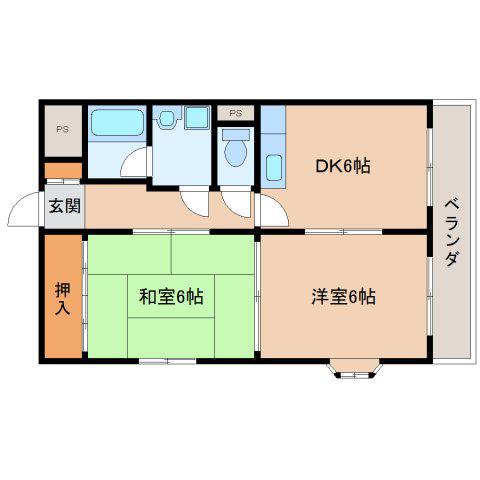 ハイツ中村(2DK/3階)の間取り写真