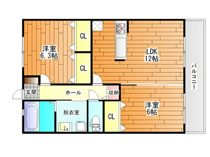 アネックスT 2号棟(2LDK/2階)の間取り写真