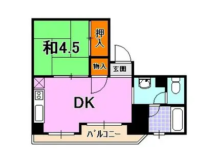 トーアハイツ(1DK/6階)の間取り写真
