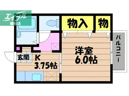 プチプラージュ(1K/1階)の間取り写真