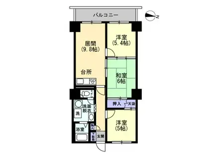 パシフィック南3条(3LDK/5階)の間取り写真