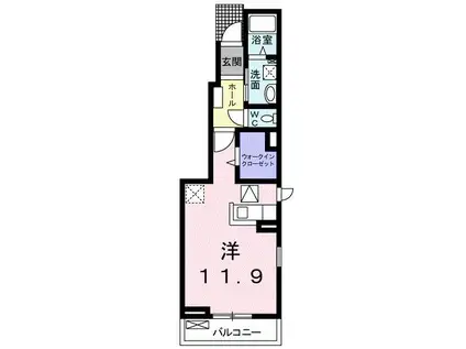 アリアーテI(ワンルーム/1階)の間取り写真