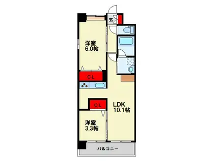 コンダクトレジデンスJINYAMA(2LDK/3階)の間取り写真