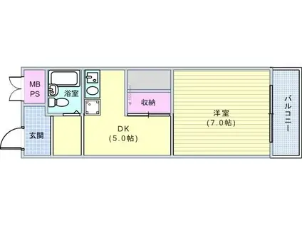 ヒルズコート2(1DK/4階)の間取り写真