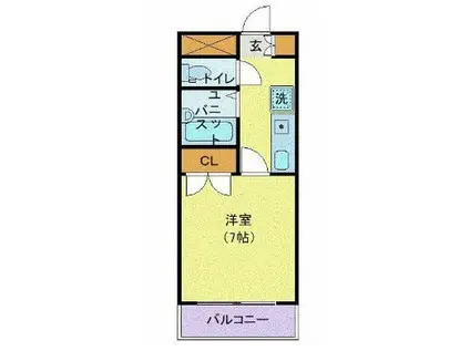 パークハウスオンワード(1K/3階)の間取り写真