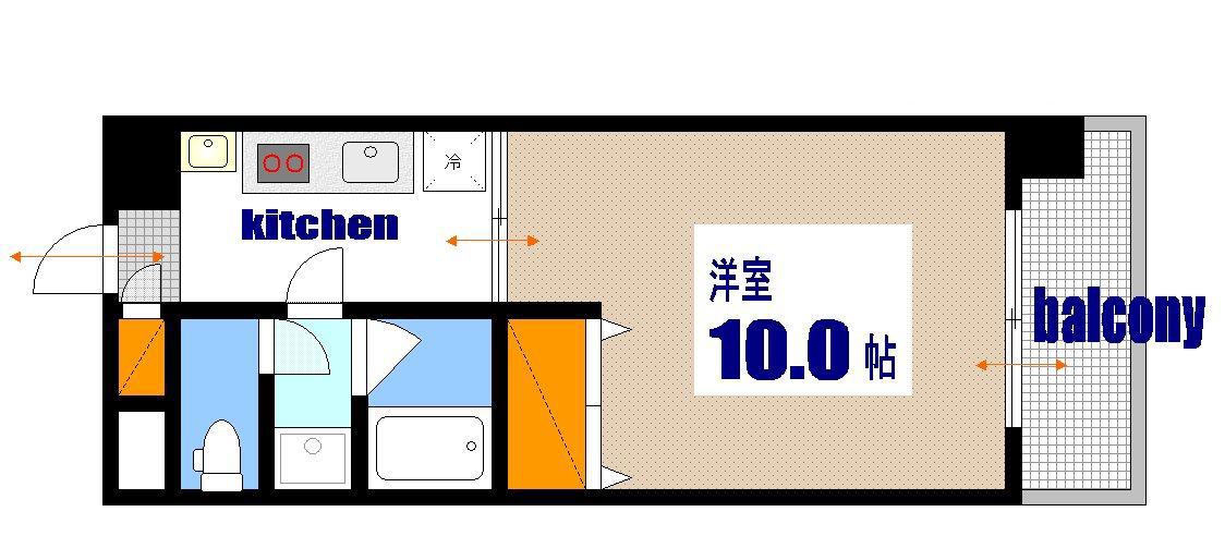 ニューエオス舟入(1K/9階)の間取り写真