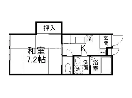 CASA壬生町家(1K/1階)の間取り写真
