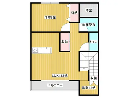サニーコート乙戸南J棟(1LDK/2階)の間取り写真