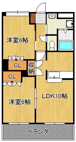 サン・ベルジュ(2LDK/2階)の間取り写真