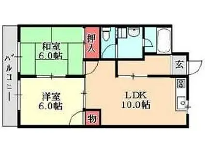 マンションエバーグリーン(2LDK/4階)の間取り写真
