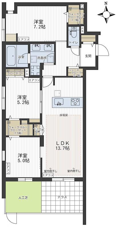 メゾン デラーブル大宮(3LDK/1階)の間取り写真