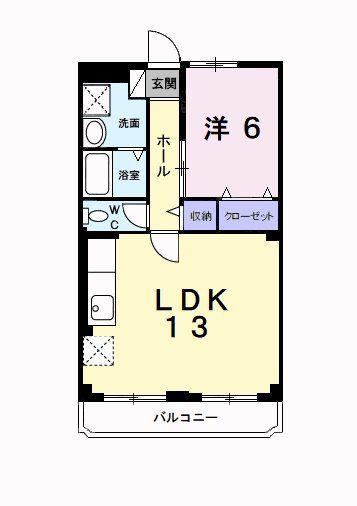 ヤリタマンション(1LDK/3階)の間取り写真