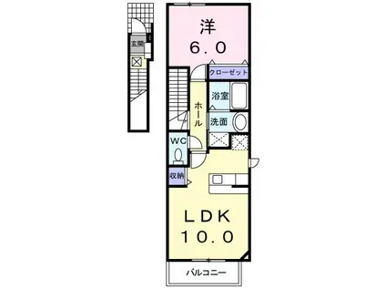 スカイピアみどり台C(1LDK/2階)の間取り写真