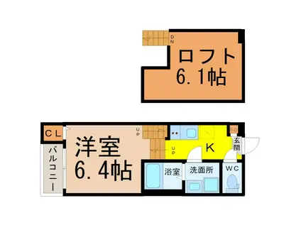 RIVERA庄内緑地(1SK/1階)の間取り写真