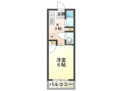 リベルテ21(1K/2階)の間取り写真