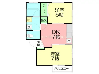 メゾンドキキ(2DK/2階)の間取り写真