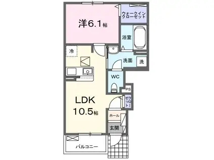 カシオペア(1LDK/1階)の間取り写真