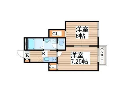 アスコット薬師堂西(2K/1階)の間取り写真