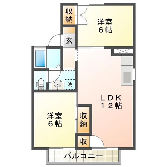 セジュールフジタ(2LDK/2階)の間取り写真