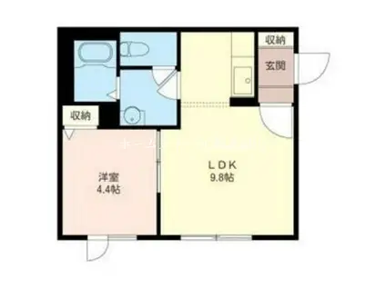 ディアス38(1DK/2階)の間取り写真