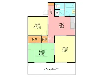 パレス東原(3DK/1階)の間取り写真