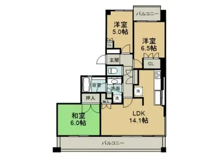 パーク・コート加古町(3LDK/3階)の間取り写真