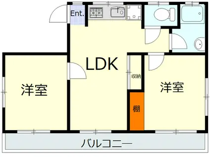 SKY HI三崎(2LDK/2階)の間取り写真