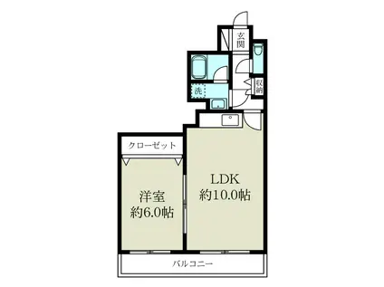 万代グレース(1LDK/6階)の間取り写真