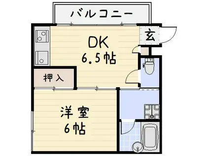フラワーマンション(1DK/2階)の間取り写真