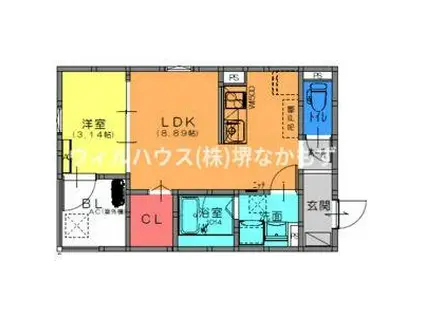 FSTYLE西取石4号館(1DK/1階)の間取り写真