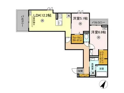 プロスター元山町(2LDK/2階)の間取り写真